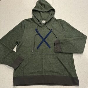 PENNY STOCK Men's Green Speckled Pullover Hoodie XL Ski Graphic Drawstrings‎